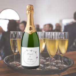 Etiquetas Para Vinos Espumosos Mauve Boda de Wreath Sencilla del Corazón