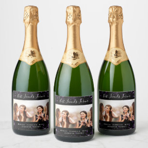 Etiquetas Para Vinos Espumosos Mejor amigo para siempre foto brillo negro púrpura