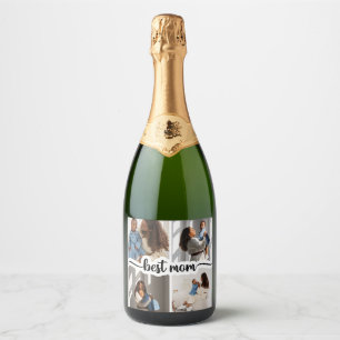 Etiquetas Para Vinos Espumosos Mejor Mamá Personalizada 4 Collage de fotos