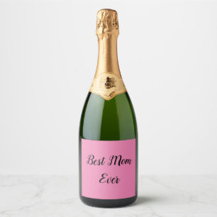 Etiquetas Para Vinos Espumosos Mejor mamá que nunca texto rosa