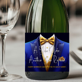 Etiquetas Para Vinos Espumosos Mens Azul Real Dorado Esmoquin Cumpleaños Champán