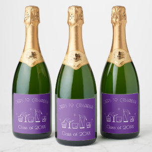 Etiquetas Para Vinos Espumosos Menú de bar morado para fiesta de graduación con g