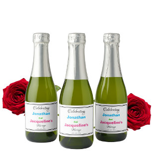 Etiquetas Para Vinos Espumosos Mini Boda Minimalista moderno de color