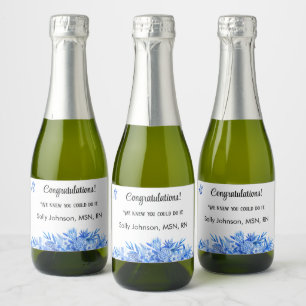 Etiquetas Para Vinos Espumosos Mini Botella de Vino Felicitaciones Azul Cobalto (