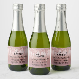 Etiquetas Para Vinos Espumosos Mini Brillo de Oro Rosa Personalizado con Goteo