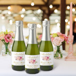 Etiquetas Para Vinos Espumosos Mini ducha de novia rosa Rubor Gold Floral<br><div class="desc">Color de agua Rosa Rubor Gold Floral Bridal Ducha Mini vino espumoso Botella o mini botella Etiqueta</div>