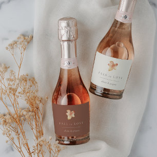 Etiquetas Para Vinos Espumosos Minimalista hoja de otoño "Enamorarse" Personaliza