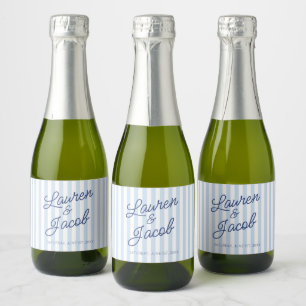 Etiquetas Para Vinos Espumosos Minimalista Moderno Bodas Mini Rayas Azules