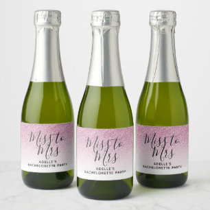 Etiquetas Para Vinos Espumosos Miss Purpurina de Faux Rosado caliente a la Sra. B