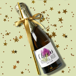 Etiquetas Para Vinos Espumosos Moda color de agua morado de las flores mini