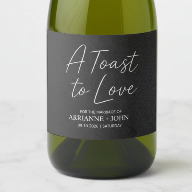 Etiquetas Para Vinos Espumosos Modern Black Elegant Wedding Sparkling Wine Label (Subido por el creador)