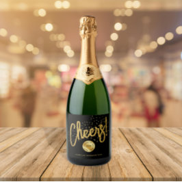 Etiquetas Para Vinos Espumosos Modern Black Gold Chepers New Year Business Typo