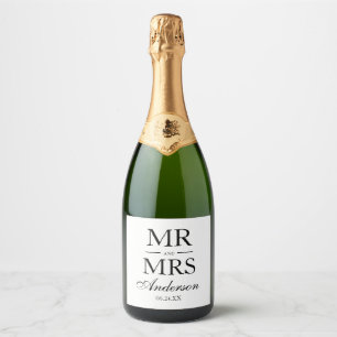 Etiquetas Para Vinos Espumosos Modern Elegant Mr. y Mrs. Boda