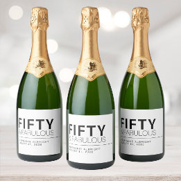 Etiquetas Para Vinos Espumosos Modern Fifty and Fabulous Bold 50th Birthday Party