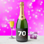 Etiquetas Para Vinos Espumosos Modern Girly Copper 70 and Sassy<br><div class="desc">Celebrate the big seven oh with this stylish modern design,  which features striking black,  white,  and copper block and handwritten lettering set on a rich black to smoky grey background.

Design © W.H. Sim. See more at zazzle.com/expressionsoccasions</div>