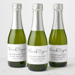 Etiquetas Para Vinos Espumosos Moderna caligrafía Boda de guión corto blanco Mini