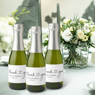 Etiquetas Para Vinos Espumosos Moderna caligrafía Corazón Gracias Boda Mini