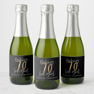 Etiquetas Para Vinos Espumosos Moderna tipografía moda elegante dorada cumpleañ
