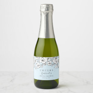 Etiquetas Para Vinos Espumosos Moderno Blue Cheers White Floral Bridal Shower
