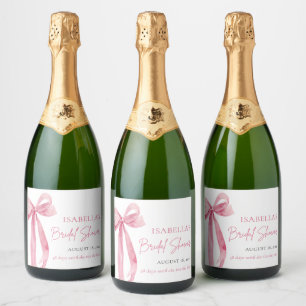 Etiquetas Para Vinos Espumosos Moderno Elegante Rosa Claro con Lazo de Cinta para
