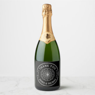 Etiquetas Para Vinos Espumosos Moderno minimalista Gracias con flor brillante