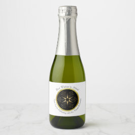 Etiquetas Para Vinos Espumosos Monograma Art Deco Estrella Negro y Oro