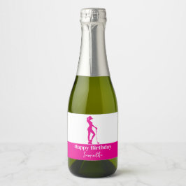 Etiquetas Para Vinos Espumosos Monograma de cumpleaños Pinky Lady Golfer