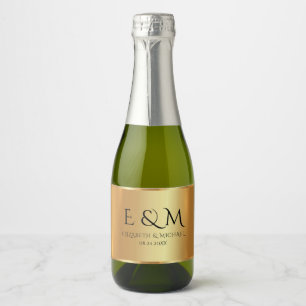 Etiquetas Para Vinos Espumosos Monograma de texto personalizado Save the Date Gla