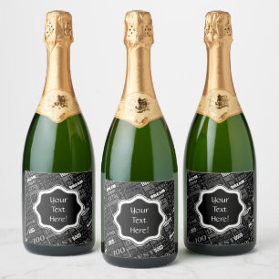 Etiquetas Para Vinos Espumosos Monograma personalizado de la fiesta de cumpleaños