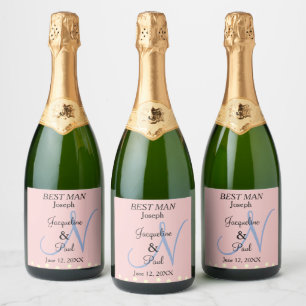 Etiquetas Para Vinos Espumosos Monograma Quartz de mejor Rosa suave para hombre