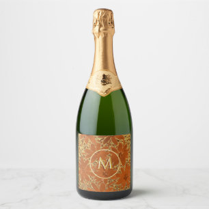 Etiquetas Para Vinos Espumosos Monogramo Dorado Esparkle acuarela