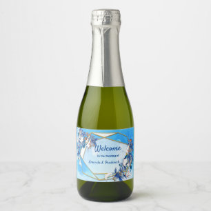 Etiquetas Para Vinos Espumosos Moonflower de color blanco ilustrado