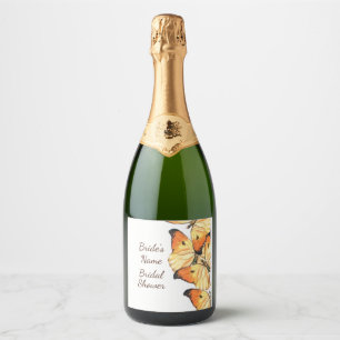 Etiquetas Para Vinos Espumosos Naranja de mariposa monarca