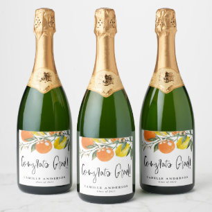 Etiquetas Para Vinos Espumosos Naranjas y Limones Graduación Felicitaciones