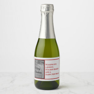 Etiquetas Para Vinos Espumosos Navidad con Adorno Carmesí – Elegante Fiesta