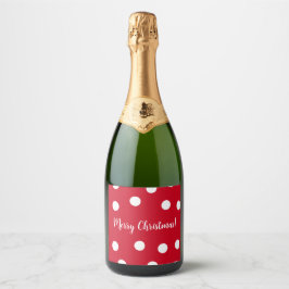Etiquetas Para Vinos Espumosos Navidad con puntos de polka personalizados en rojo