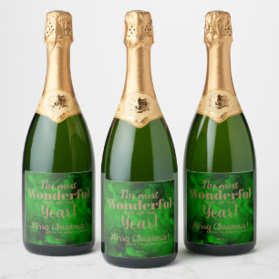 Etiquetas Para Vinos Espumosos Navidades color de agua verde-negro resplandecient