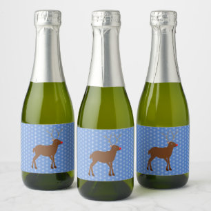 Etiquetas Para Vinos Espumosos Navidades cortos renos con nariz roja