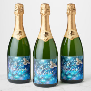 Etiquetas Para Vinos Espumosos Navidades de la paz de la paloma azul coincidentes