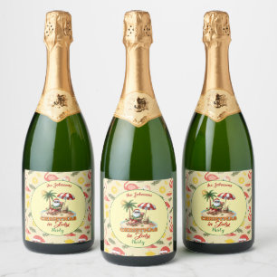 Etiquetas Para Vinos Espumosos Navidades de playa tropical y Santa en julio Fies