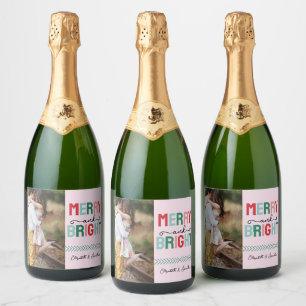 Etiquetas Para Vinos Espumosos Navidades merry y brillantes