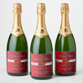Etiquetas Para Vinos Espumosos Navidades rojos, vacaciones/ Boda