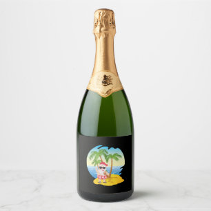 Etiquetas Para Vinos Espumosos Navidades Tropical Beach Funny Santa Claus