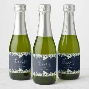 Etiquetas Para Vinos Espumosos Navy Snowberry+Eucalyptus Despedida de Soltera Min