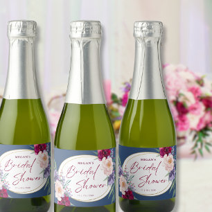 Etiquetas Para Vinos Espumosos Noche de boda Navy Blue Burgundy Blush & Bloom Bri
