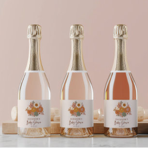 Etiquetas Para Vinos Espumosos Nombre personalizado de Baby Shower de tipo retro