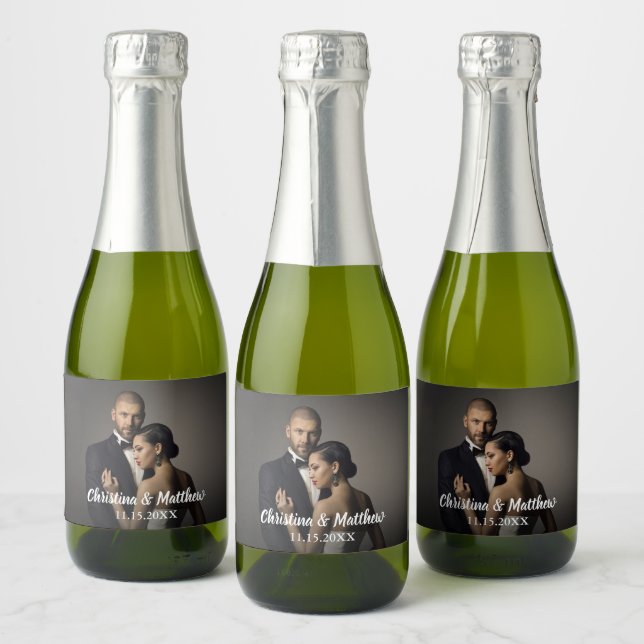 Etiquetas Para Vinos Espumosos Novia casera y foto de Groom (Botellas)