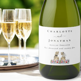 Etiquetas Para Vinos Espumosos Novia y Novio Dinosaurio Boda Personalizada