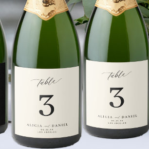 Etiquetas Para Vinos Espumosos Número de mesa de boda de marfil simple minimalist