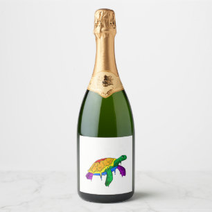 Etiquetas Para Vinos Espumosos Orgullo gay bandera arcoíris tortuga marina sutil 